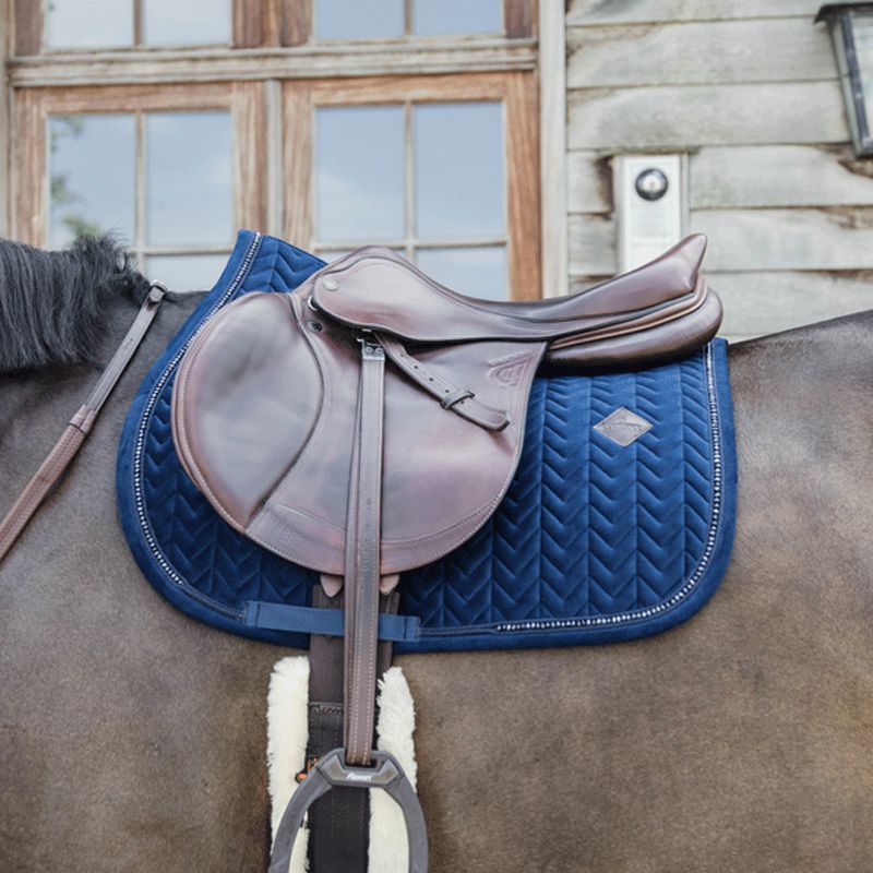 Kentucky Horsewear - Tapis de selle Velvet Pearls jumping marine | - Ohlala