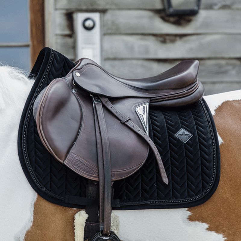 Kentucky Horsewear - Tapis de selle Velvet Pearls jumping noir | - Ohlala