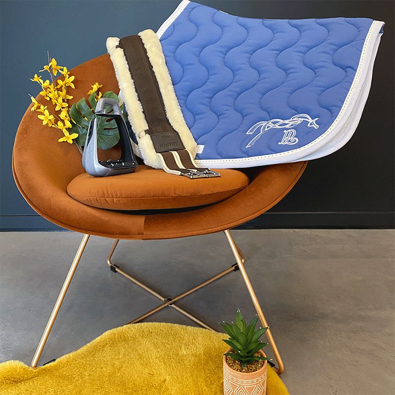 Pénélope store - Tapis de selle classique lagon / blanc | - Ohlala