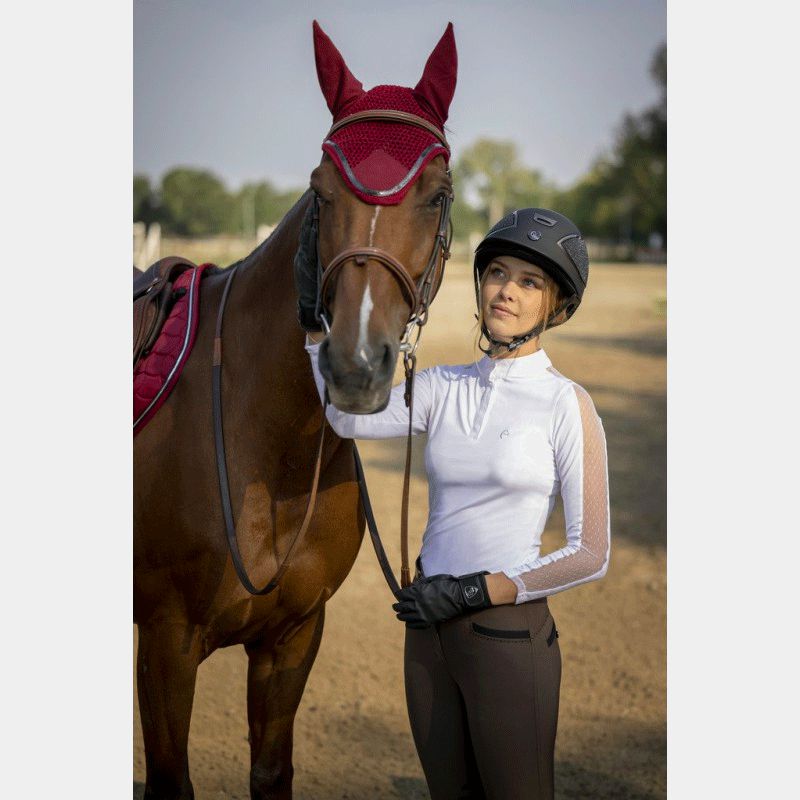 Equithème - Polo de concours Pékin à manches longues blanc | - Ohlala