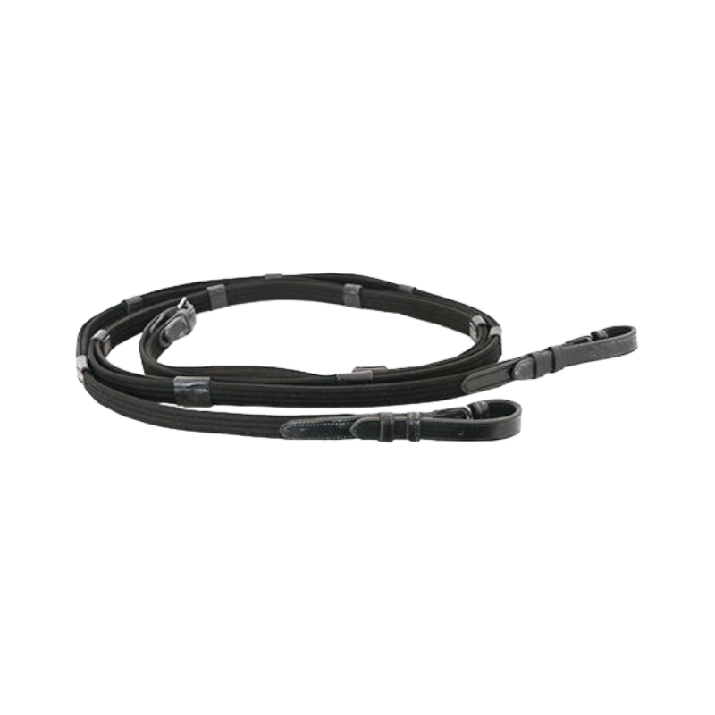 Canter - Rênes de cheval tissu à poignées 19mm Noir | - Ohlala
