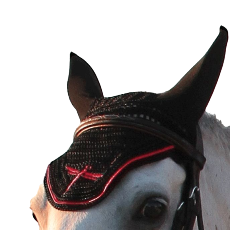 Freejump - Bonnet pour cheval Noir / Rouge