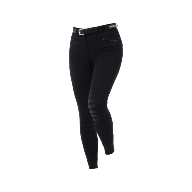 Equithème - Pantalon d'équitation femme Safir noir/ bleu