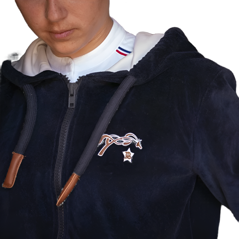 Pénélope Store – Emy Samt-Sweatshirt mit Reißverschluss in Marineblau