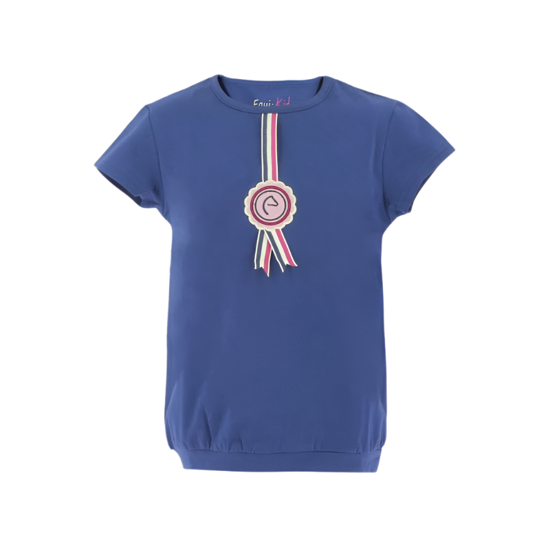 Equithème - Janice girls' short-sleeved navy T-shirt