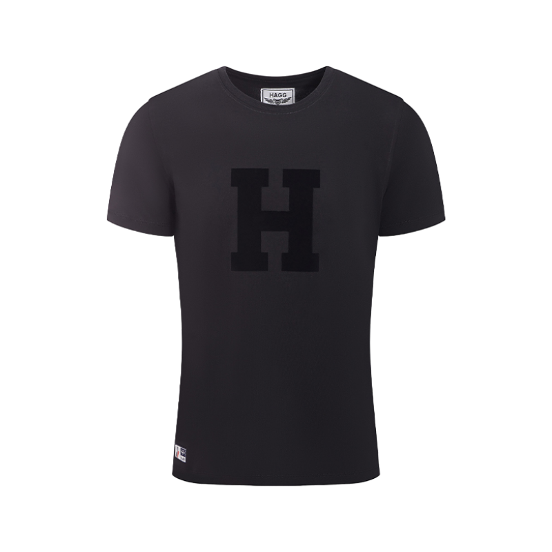 Hagg - Schwarzes Kurzarm-T-Shirt für Herren