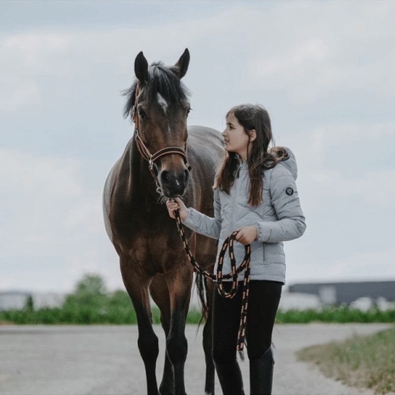 Equithème - Blouson matelassé fille Lara gris chiné | - Ohlala