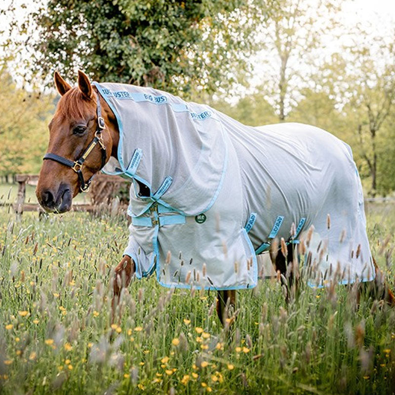 Horseware - Couverture anti-mouches Amigo AmECO bug buster argent/ bleu clair | - Ohlala