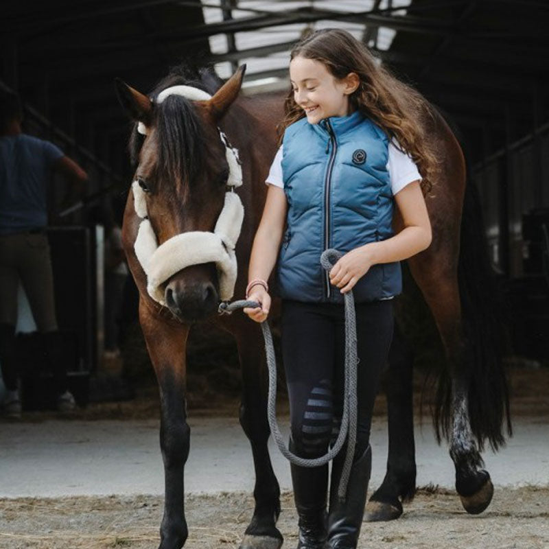 Equithème - Doudoune sans manches enfant Lina turquoise | - Ohlala