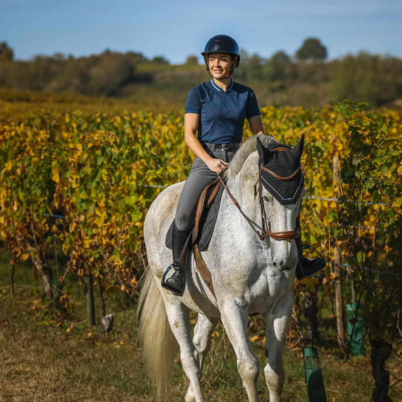 Equithème - Polo à manches courtes femme Elodie marine | - Ohlala