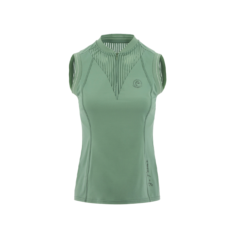 Equithème - Polo sans manches femme Margot édition Je t'aime vert sauge | - Ohlala