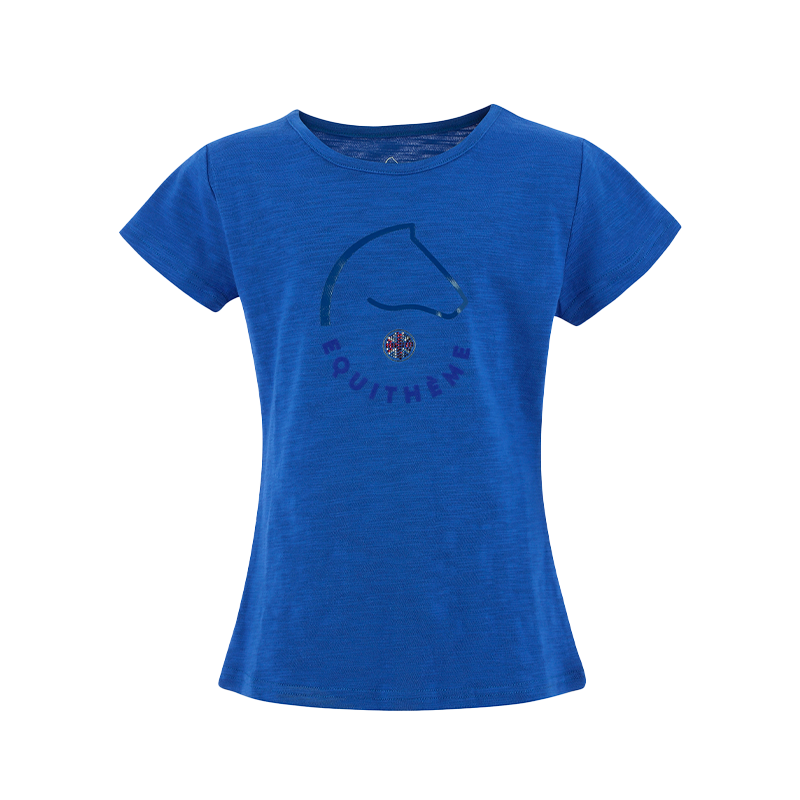 Equithème - T-shirt à manches courtes enfant Claire bleu monaco | - Ohlala