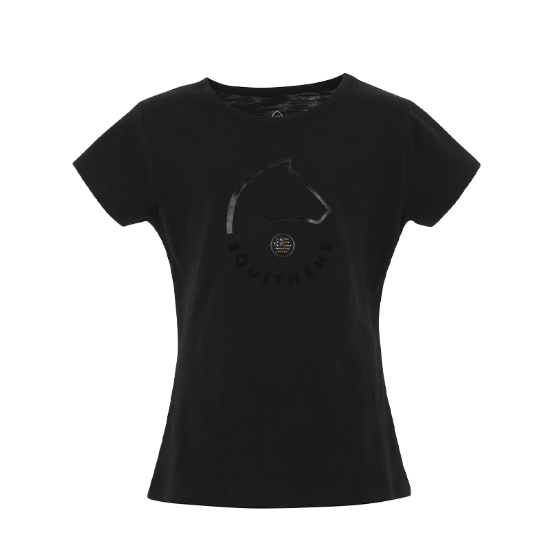 Equithème - T-shirt à manches courtes enfant Claire noir | - Ohlala