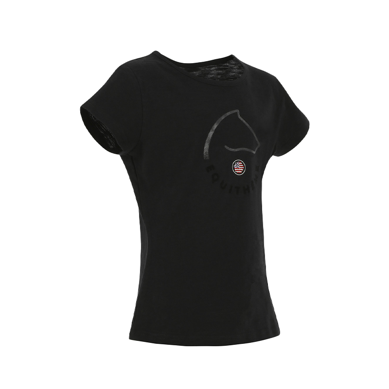 Equithème - T-shirt à manches courtes enfant Claire noir | - Ohlala