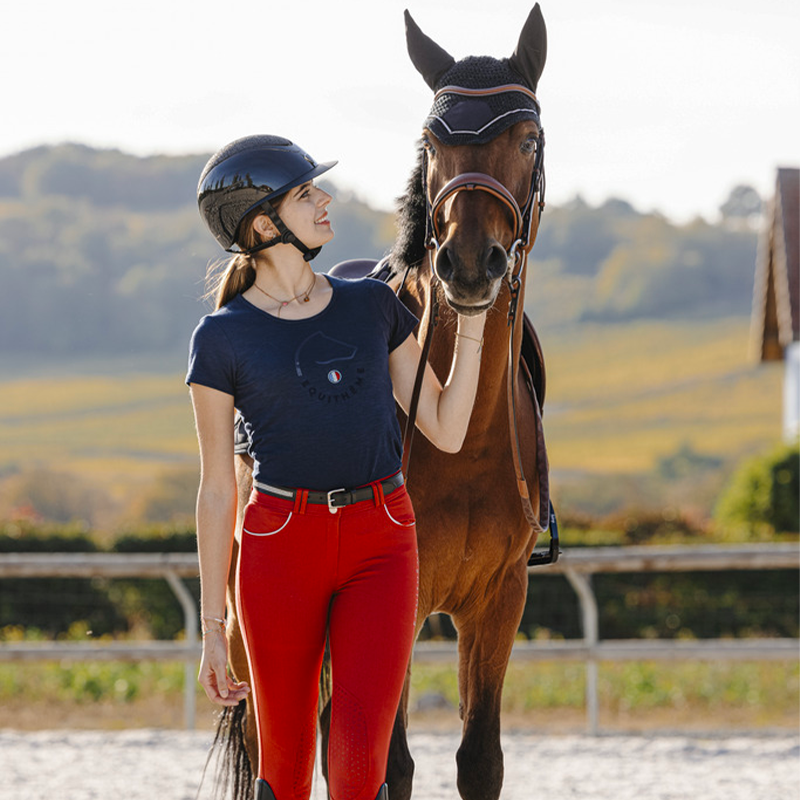 Equithème - T-shirt à manches courtes femme Claire marine | - Ohlala