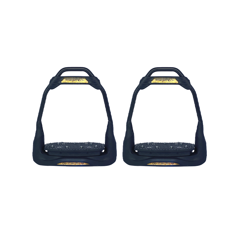 Freejump - Étriers Air's Full black plancher plat / oeil droit / gold Dressage édition | - Ohlala