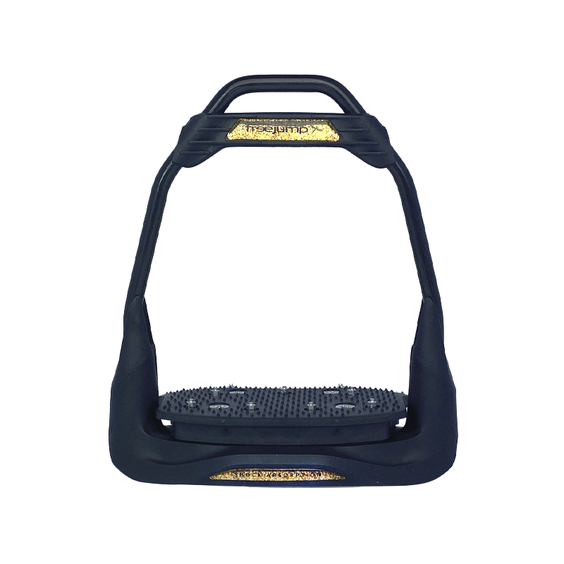 Freejump - Étriers Air's Full black plancher plat / oeil droit / gold Dressage édition | - Ohlala