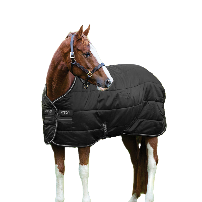 Horseware - Couverture de box Amigo Diamond Insulator noir/ argent 200g | - Ohlala