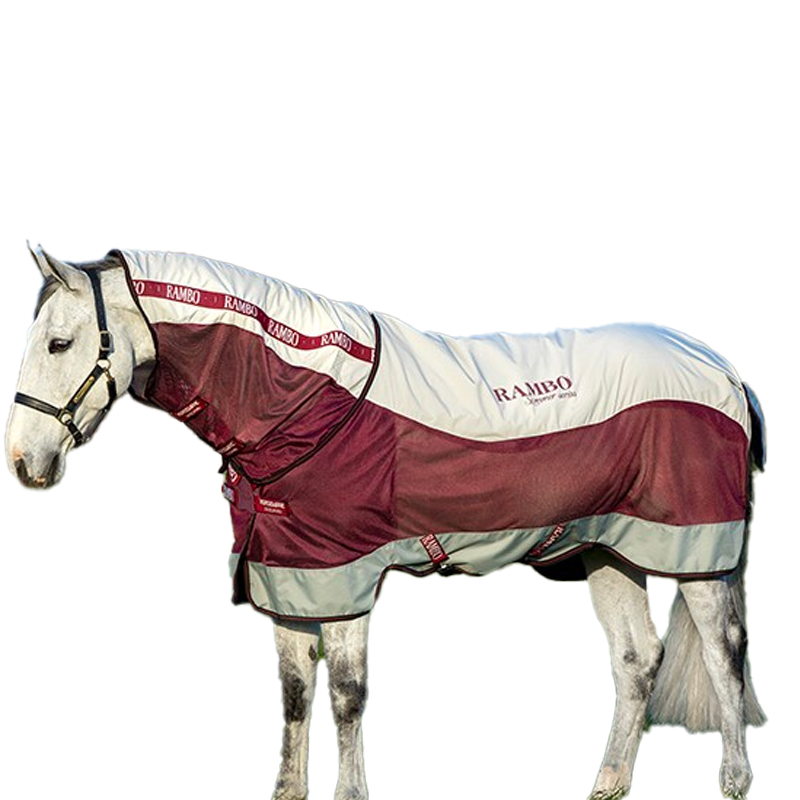 Horseware - Couverture d'extérieur Rambo Summer Series gris/ bordeaux/ noir 100g | - Ohlala