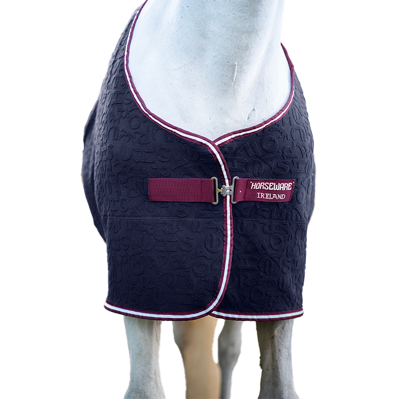 Horseware - Couverture polaire Jersey Cooler à reliefs marine/ bordeaux/ blanc | - Ohlala