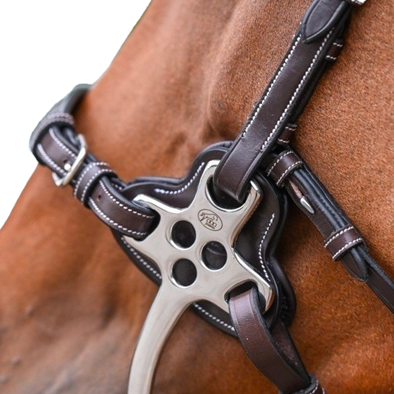 Jump'In - Protection pour hackamore petites branches plates en cuir havane | - Ohlala