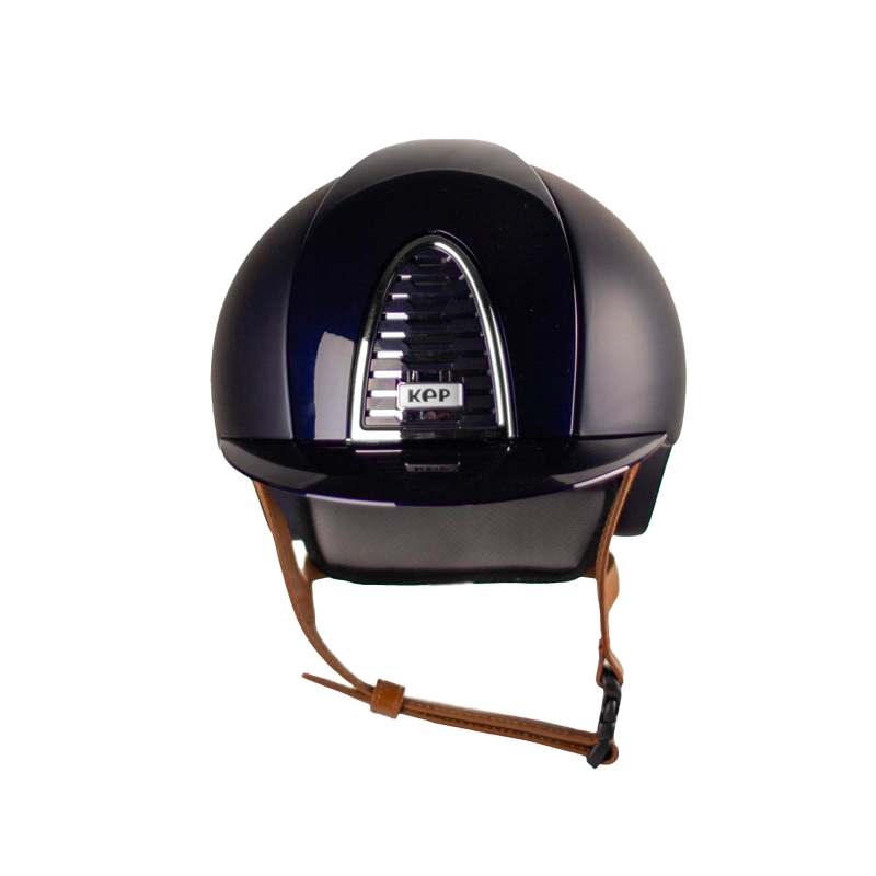 KEP - Casque d'équitation Cromo 2.0 Textile Polish blue visière standard jugulaire beige | - Ohlala