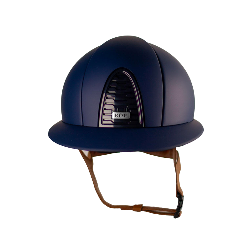 KEP - Casque d'équitation Cromo 2.0 Matt blue polo jugulaire beige | - Ohlala