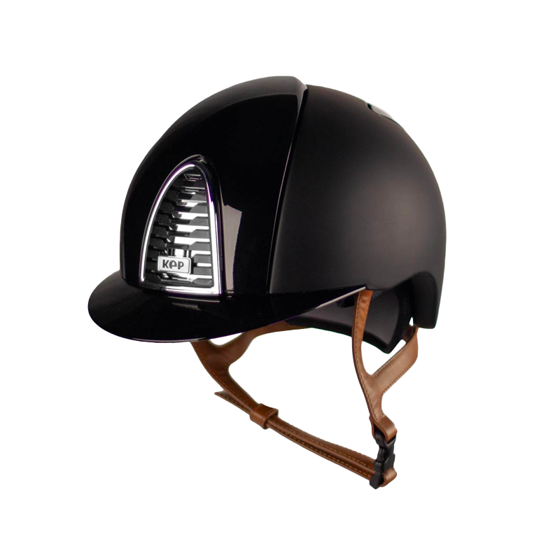 KEP - Casque d'équitation Cromo 2.0 Textile Polish noir visiere standard jugulaire beige | - Ohlala