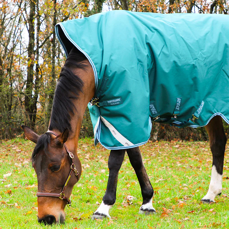 Horseware - Couverture d'extérieur Amigo Bravo 12 Wug encolure montante vert 250g | - Ohlala