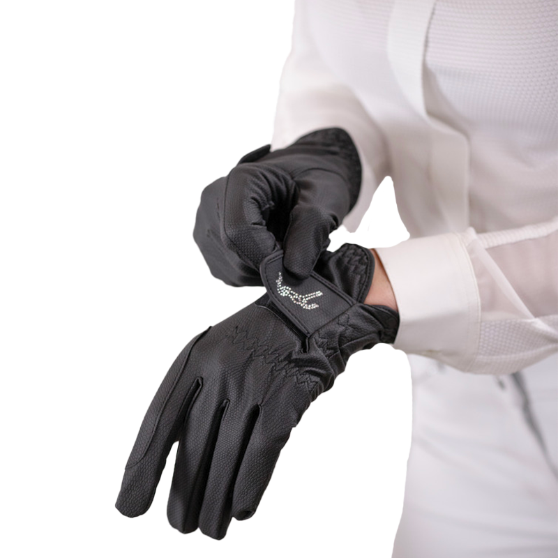 Pénélope Store - Gants d'équitation Prisma Strass noir | - Ohlala