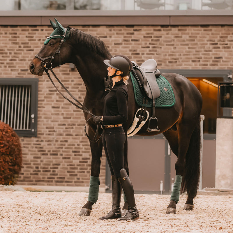 Kentucky Horsewear - Bonnet Wellington Velvet pearls vert sapin | - Ohlala