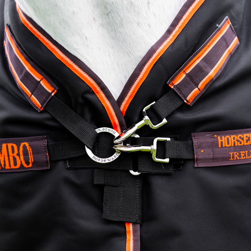 Horseware - Couverture d'extérieur Rambo Supreme noir/ orange 200g | - Ohlala