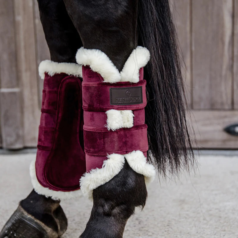 Kentucky Horsewear - Guetre cuir velvet contrast bordeaux | - Ohlala