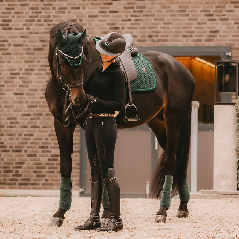 Kentucky Horsewear - Bonnet Wellington Velvet pearls vert sapin | - Ohlala