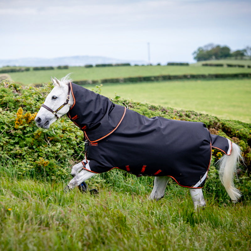 Horseware - Couverture d'extérieur Rambo Supreme noir/ orange 200g | - Ohlala