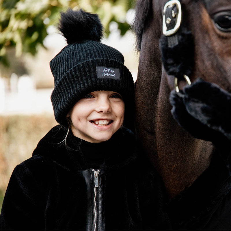 Kentucky Horsewear - Bonnet pompom noir | - Ohlala